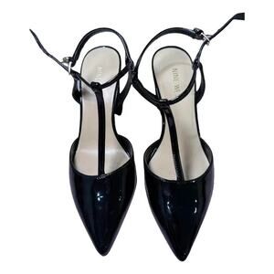 Nine West Black Patent T-Strap Heels – Size 8 (New)